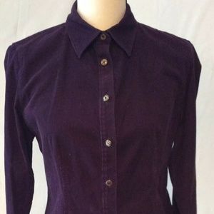 *Talbots  Micro Corduroy Rich Plumb Shirt